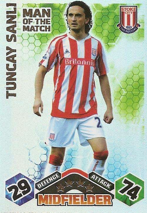 TUNCAY SANLI - MATCH ATTAX EXTRA 2009/10 -  `MAN of the MATCH` FOIL TRADING CARD