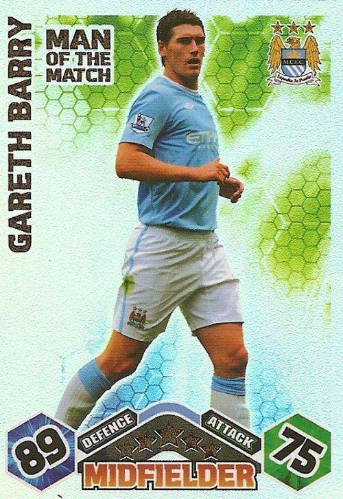 GARETH BARRY - MATCH ATTAX EXTRA 09/10 -  `MAN of the MATCH` FOIL TRADING CARD