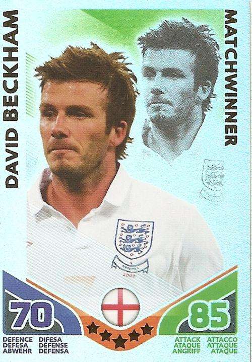 DAVID BECKHAM - TOPPS `MATCH ATTAX WORLD STARS` 2010 -  `MATCHWINNER` CARD - GERMAN VERSION