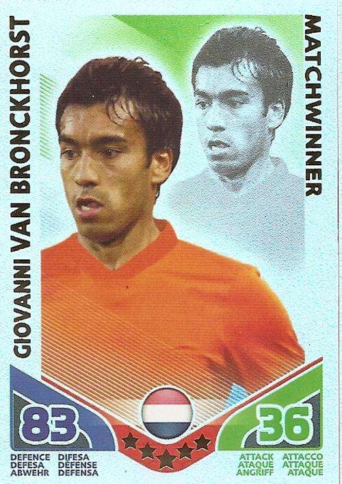 G. VAN BRONKHORST - TOPPS MATCH ATTAX `FIFA WORLD CUP 2010` -  `MATCHWINNER` CARD - GERMAN VERSION