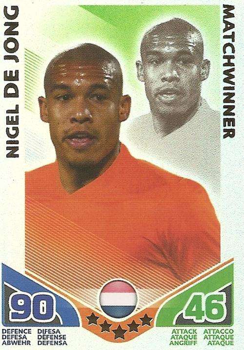 NIGEL DE JONG - TOPPS MATCH ATTAX `FIFA WORLD CUP 2010` -  `MATCHWINNER` CARD - GERMAN VERSION