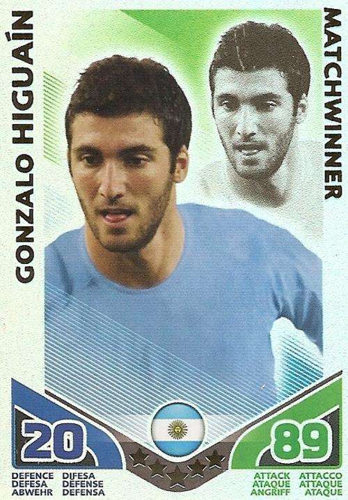 GONZALO HIGUAIN - TOPPS MATCH ATTAX `FIFA WORLD CUP 2010` -  `MATCHWINNER` CARD - GERMAN VERSION