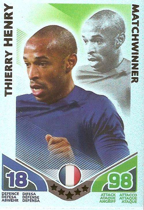 THIERRY HENRY - TOPPS MATCH ATTAX `FIFA WORLD CUP 2010` -  `MATCHWINNER` CARD - GERMAN VERSION