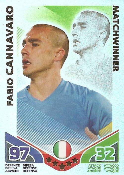 FABIO CANNAVARO - TOPPS MATCH ATTAX `FIFA WORLD CUP 2010` -  `MATCHWINNER` CARD - GERMAN VERSION