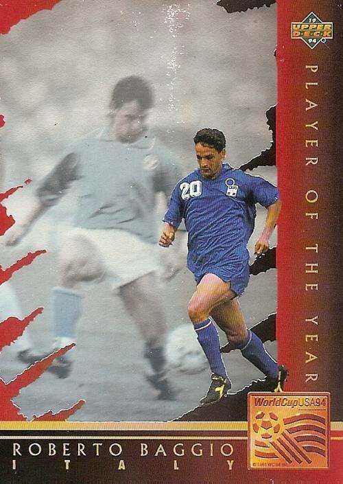 WORLD CUP 1994 USA - ROBERTO BAGGIO  "PLAYER OF THE YEAR" WC4 PLATINUM CARD - Eng/Ger, Eng/Ita