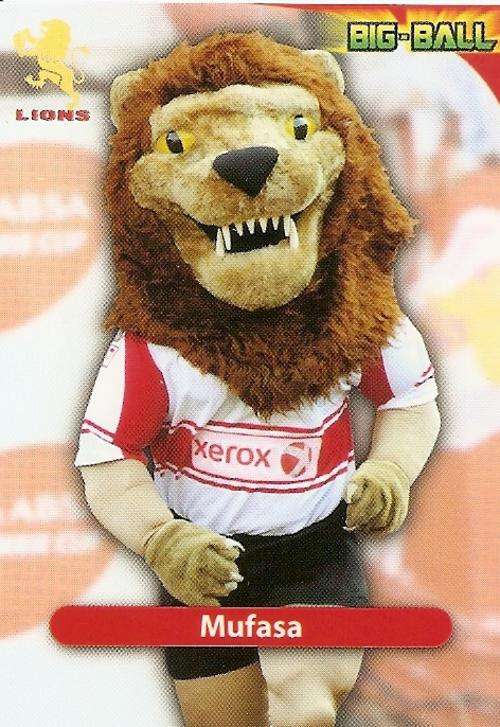 2010 BIG BALL RUGBY COLLECTION - "MUFASA" LION'S MASCOT TRADING CARD GL40