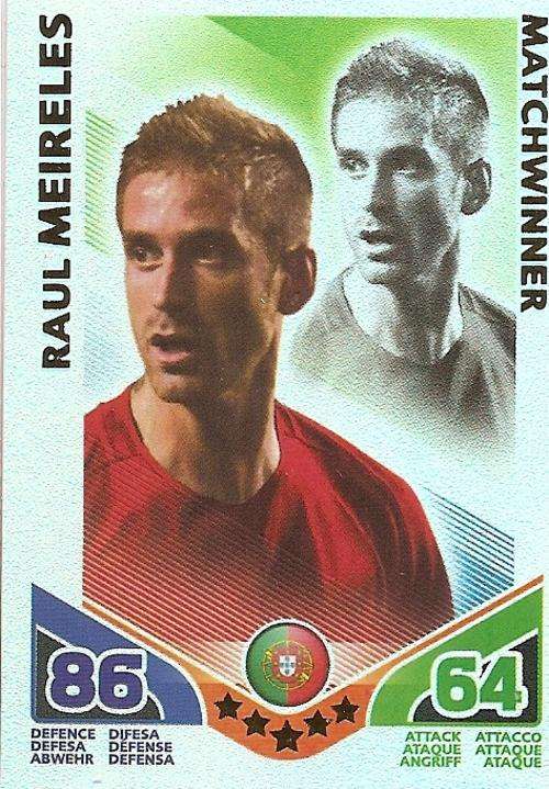 RAUL MEIRELES - TOPPS MATCH ATTAX `FIFA WORLD CUP 2010` -  `MATCHWINNER` CARD - GERMAN VERSION