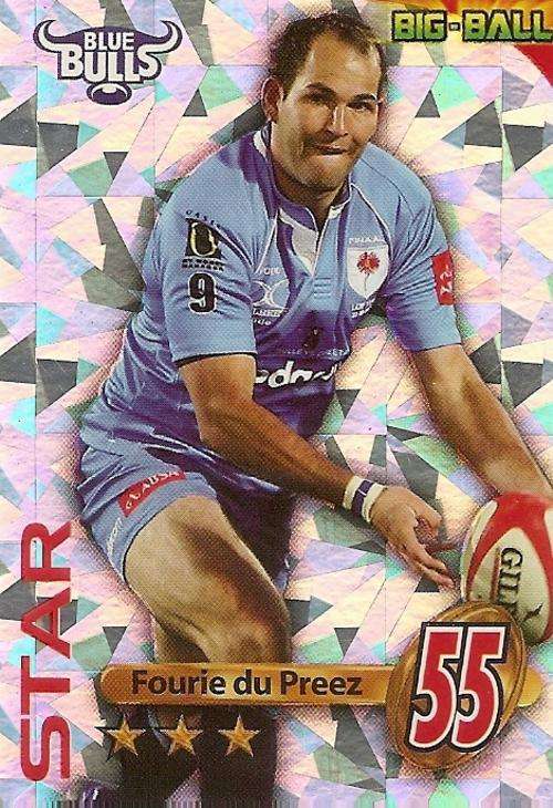 2010 BIG BALL RUGBY COLLECTION - FOURIE DU PREEZ `STAR PLAYER` `ERROR CARD` (B13)