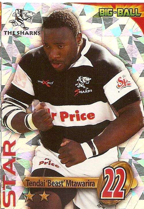 TENDAI `BEAST` MTAWARIRA  - 2010 BIG BALL RUGBY COLLECTION - FOIL`STAR PLAYER` TRADING CARD TS30