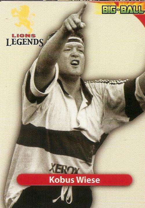 KOBUS WIESE - 2010 BIG BALL RUGBY COLLECTION -  `LEGEND` TRADING CARD GL44