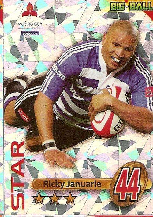 RICKY JANUARIE - 2010 BIG BALL RUGBY COLLECTION -  FOIL`STAR PLAYER` TRADING CARD WP32