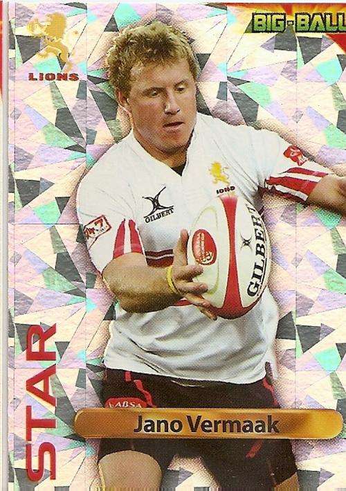 JANO VERMAAK  - 2010 BIG BALL RUGBY COLLECTION - FOIL `STAR PLAYER` TRADING CARD GL19