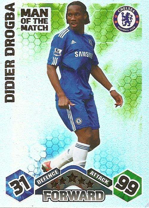 DIDIER DROGBA - MATCH ATTAX 2009/10 - `MAN of the MATCH` FOIL TRADING CARD