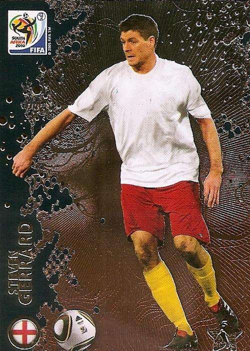 STEVEN GERARD - FIFA WORLD CUP  2010 ADRENALYN PREMIUM - RARE `METTALIZED` TRADING CARD