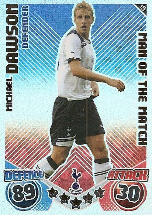 MATCH ATTAX 2010/11 - MICHAEL DAWSON M/MATCH CARD