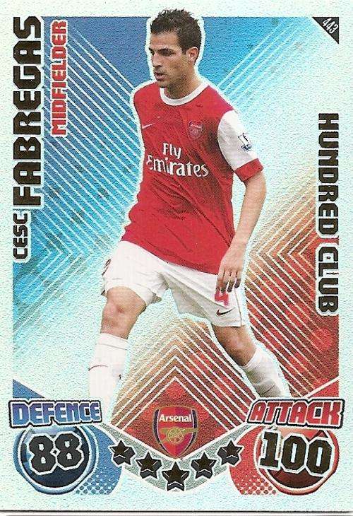 MATCH ATTAX 2010/11 - CESC FABREGAS CLUB 100 CARD