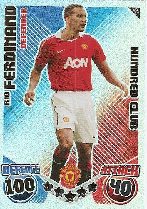 MATCH ATTAX 2010/11 - RIO FERDINAND CLUB 100 CARD