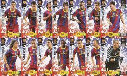 CHAMPIONS LEAGUE 2010/11 - BARCELONA BASE SET OF 14 CARDS