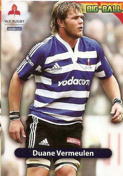 BIG BALL 2010 RUGBY COLLECTION - DUANE VERMEULEN BASE CARD WP11