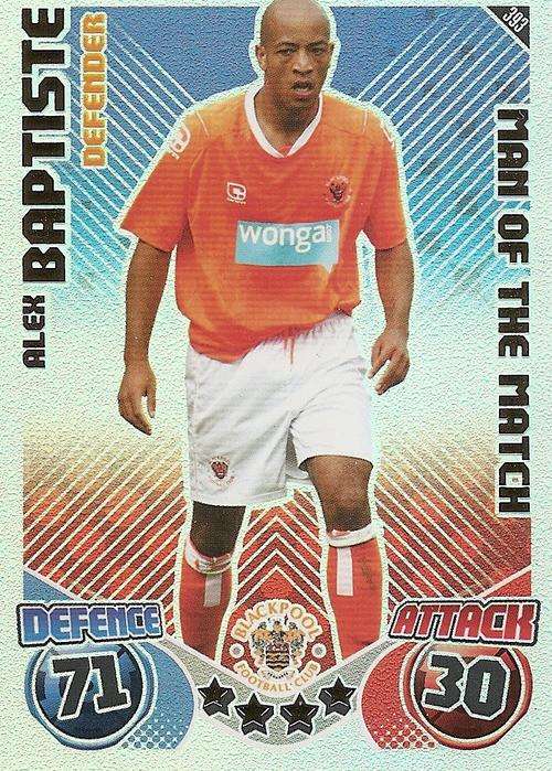 MATCH ATTAX 2010/11 - ALEX BAPTISTE M/MATCH CARD