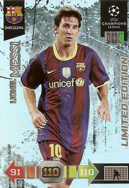 LIONEL MESSI - PANINI `CHAMPIONS LEAGUE 2010/2011` - `VERY RARE` `LIMITED EDITION` TRADING CARD
