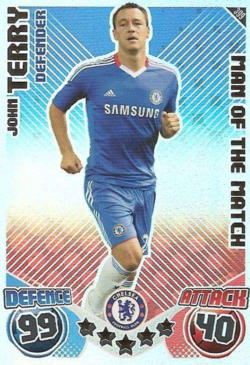JOHN TERRY - TOPPS `MATCH ATTAX` EPL  2010/11 - FOIL `MAN of the MATCH` TRADING CARD