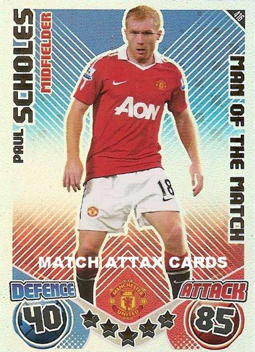 MATCH ATTAX 2010/11 - PAUL SCHOLES M/MATCH CARD