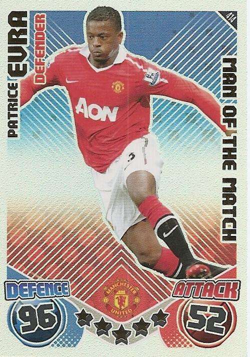 MATCH ATTAX 2010/11 - PATRICE EVRA M/MATCH CARD