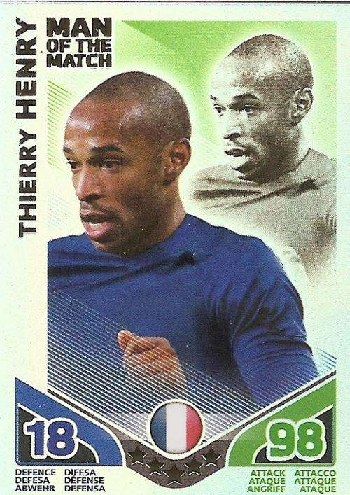 THIERRY HENRY - TOPPS MATCH ATTAX `FIFA WORLD CUP 2010` -  `Man of the Match` CARD - INT. EDITION