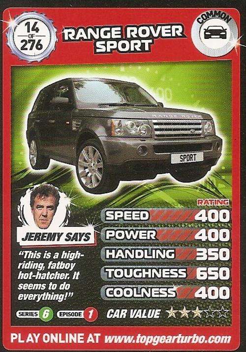 TOP GEAR TURBO CHALLENGE - COMMON CAR 14 CARD