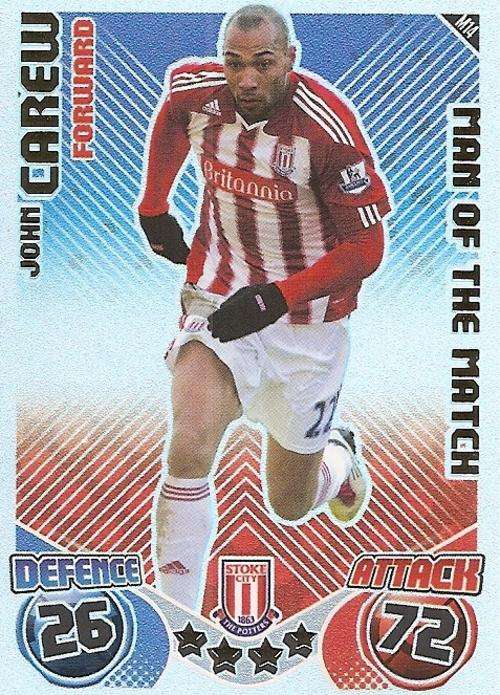 MATCH ATTAX EXTRA 2010/11 - JOHN CAREW M/MATCH CARD