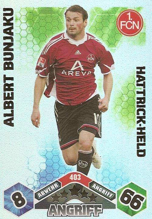 MATCH ATTAX 2010/11 BUNDESLIGA - ALBERT BUNJAKU "HAT TRICK HERO" CARD