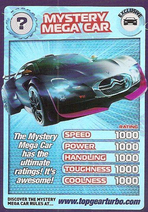 TOP GEAR TURBO CHALLENGE "EXTRA" - SPECIAL MYSTERY CAR "SUPER RARE" CARD "MYSTERY"