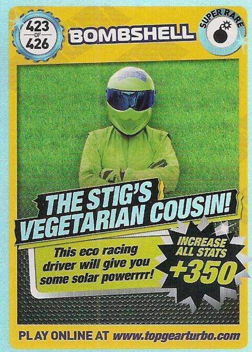 TOP GEAR TURBO CHALLENGE `EXTRA` - BOMBSHELL `SUPER RARE` CARD 423