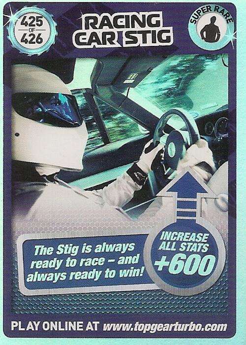 TOP GEAR TURBO CHALLENGE `EXTRA` - RACING CAR STIG `SUPER RARE` CARD 425
