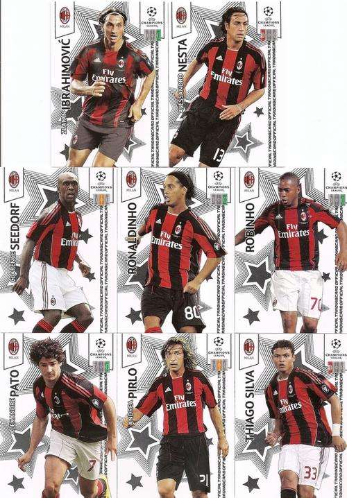CHAMPIONS LEAGUE "PREMIUM" 2010/11 - AC MILAN BASE SET OF 8 CARDS