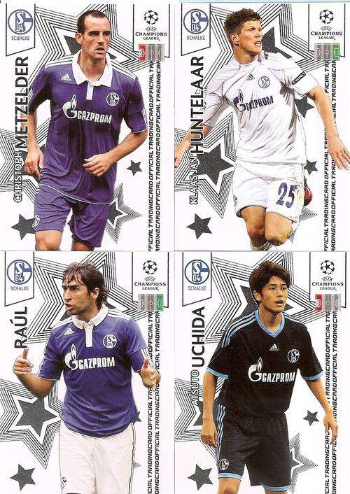 CHAMPIONS LEAGUE "PREMIUM" 2010/11 - SCHALKE 04 BASE SET OF 4 CARDS