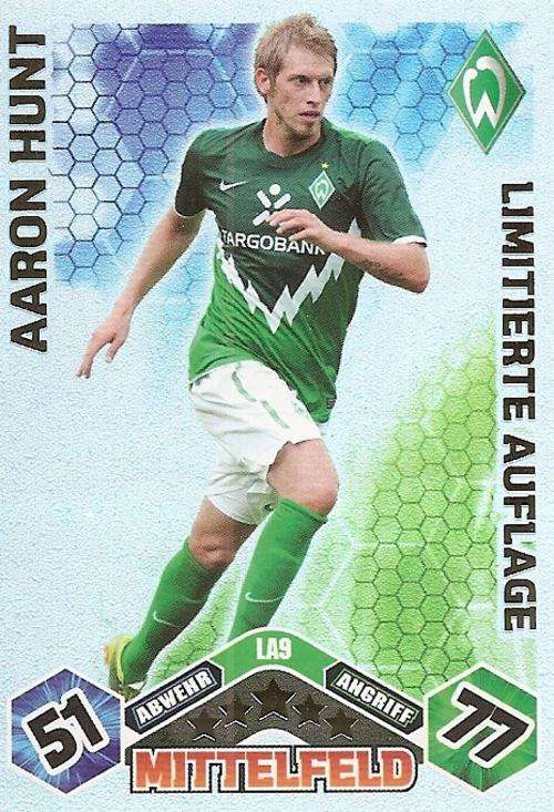 MATCH ATTAX 2010/11 BUNDESLIGA - AARON HUNT "RARE" LIMITED EDITION CARD
