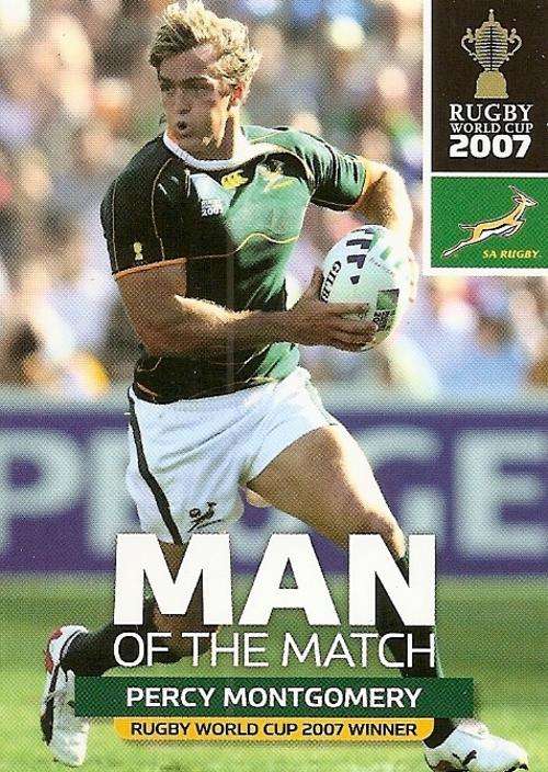 2011 RUGBY WORLD CUP COLLECTION -  PERCY MONTGOMERY `MAN of the MATCH` TRADING CARD 115