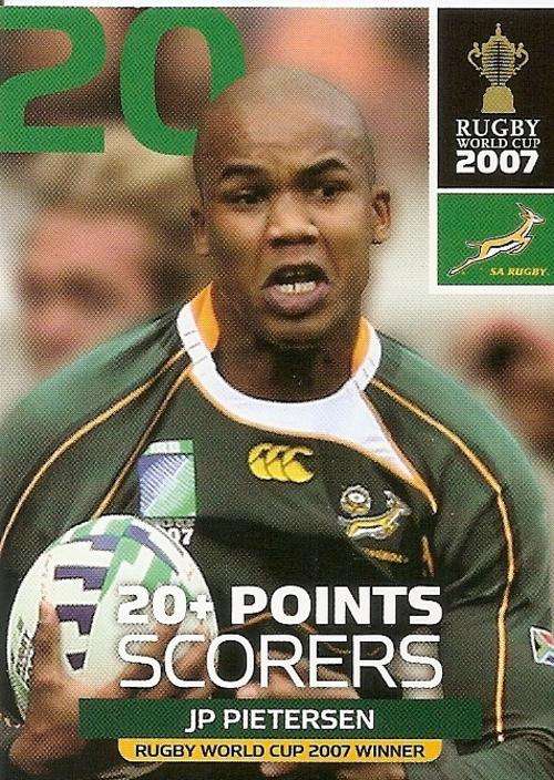 2011 RUGBY WORLD CUP COLLECTION - JP PIETERSEN "20+ POINTS" CARD 121