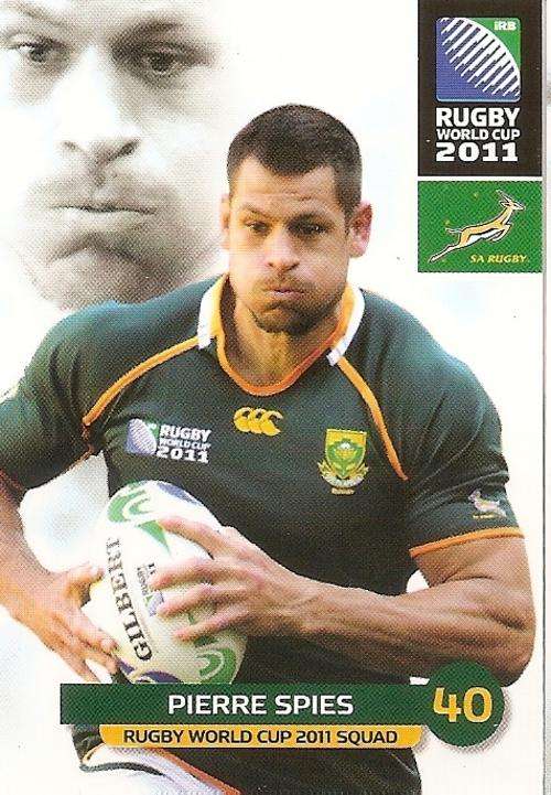 2011 RUGBY WORLD CUP COLLECTION -  PIERRE SPIES 93 BASE CARD