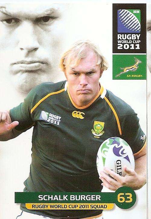 2011 RUGBY WORLD CUP COLLECTION -  SCHALK BURGER BASE CARD 97