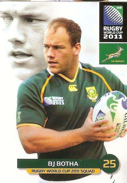 2011 RUGBY WORLD CUP COLLECTION - BJ BOTHA BASE CARD 64