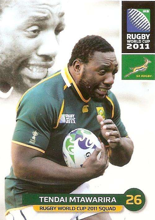 2011 RUGBY WORLD CUP COLLECTION -  TENDAI MTAWARIRA BASE CARD 98