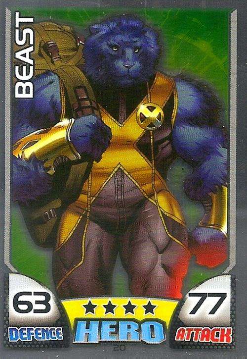BEAST - TOPPS HERO ATTAX 2011 - MARVEL UNIVERSE - "FOIL" TRADING CARD 20