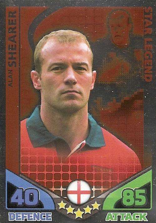 MATCH ATTAX WORLD CUP LEGENDS 2010 - ALAN SHEARER `STAR PLAYER` LEGEND CARD