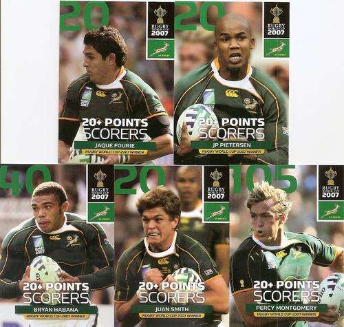 2011 RUGBY WORLD CUP COLLECTION - "POINTS SCORERS" SET OF 5 CARDS