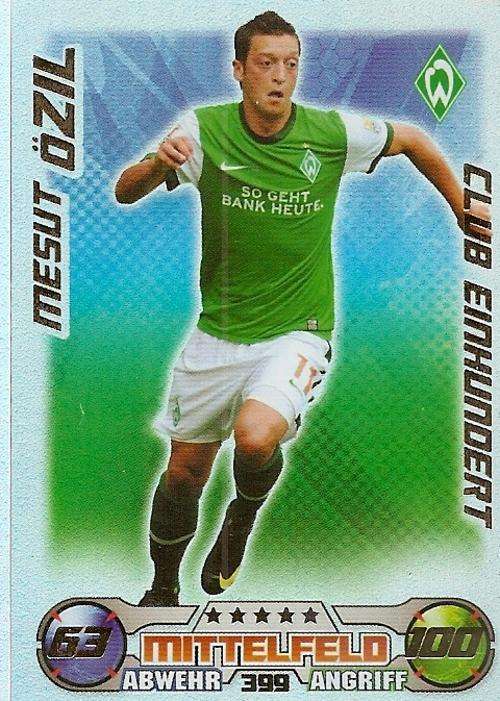 MESUT OZIL - TOPPS `MATCH ATTAX 2009/10 BUNDESLIGA` - RARE `CLUB 100` TRADING CARD