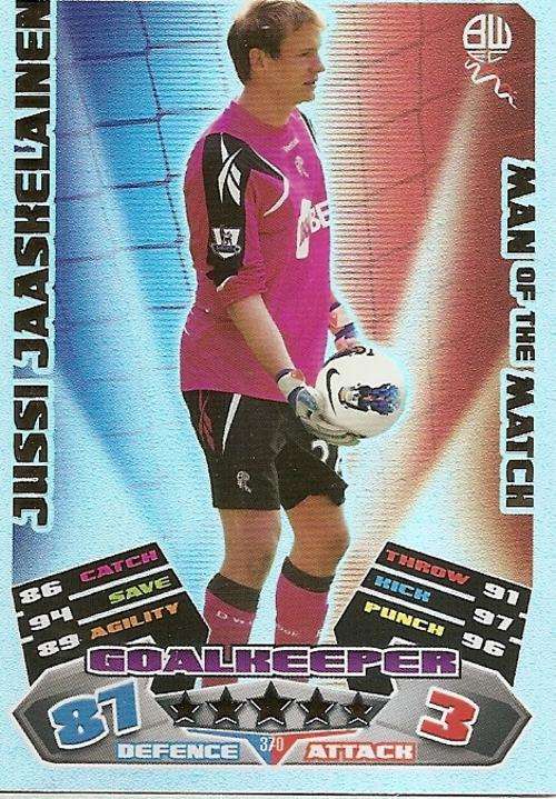 MATCH ATTAX 2012 - JUSSI JAASKELAINEN "MAN of the MATCH" CARD