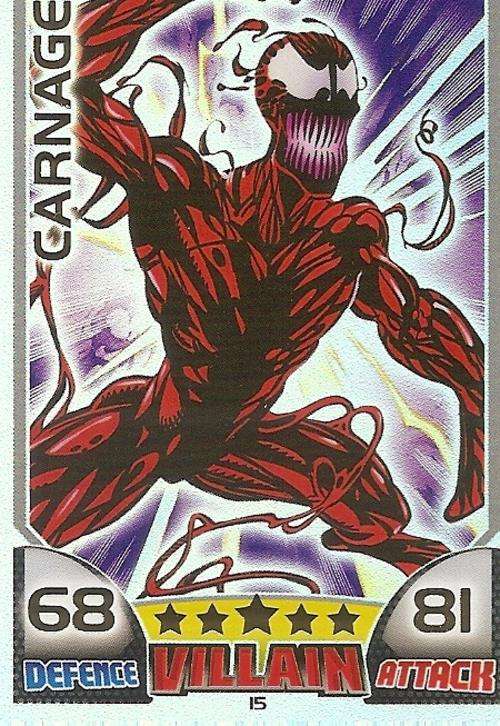 CARNAGE - TOPPS `MARVEL HERO ATTAX SERIES I` 2011 - `RAINBOW FOIL` TRADING CARD 15